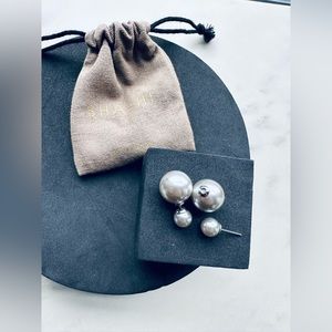 SHASHI Grey freshwater Pearl & silver earrings.Elegant for everyday or event.